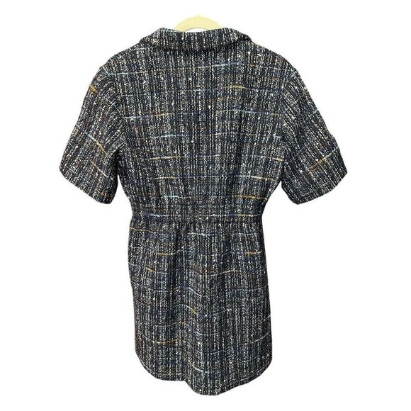 Sandro Double-breasted Bouclé-tweed Mini Dress in Black sz 38 M - Picture 9 of 16